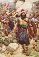 Scene from the biblical story, The story of the spies and the grapes of Eshkol, famous event from