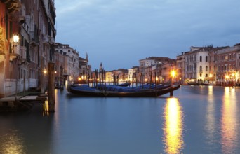 Gondolas and palaces on the Grand Canal, Venice, Veneto, Italy