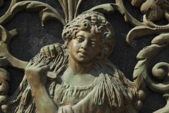 Bronze mount on the door of the Chamber of Commerce, Venice, Veneto, Italy