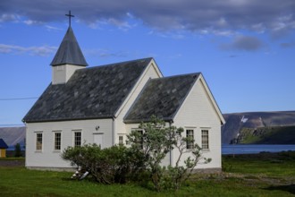 Nordfjord church on Ytre Syltefjord in natural, peaceful surroundings, Nordfjord, Båtsfjord,