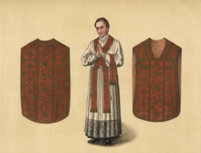 Scene from the biblical story, in the Catholic liturgy, during Holy Mass, the priest wears specific