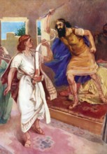 Scene from the biblical story, the conflict between King Saul and David is described in detail in