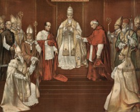 Scene from biblical history, Pope and bishops are central figures of the Catholic Church, authentic