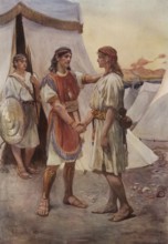 Scene from the biblical story, David and Jonathan were heroes of the Kingdom of Israel, according