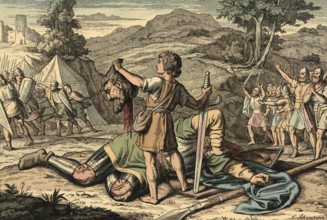 Scene from the biblical story, The story of David and Goliath is from the Old Testament of the