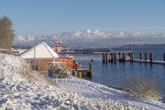 Kiel-Holtenau pilot station in front of the Kiel Canal, pilot boat, channel guidance, shipping,