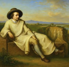 Goethe in the Roman Campagna, historical illustration from the history of German literature from