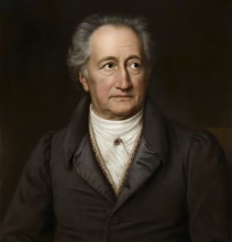 Goethe in his 70s, historical illustration from the history of German literature from 1885,