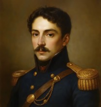 Theodor Körner in Lützower's uniform, historical illustration from the history of German literature