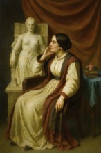 Bettina von Arnim 1838, historical illustration from the history of German literature from 1885,