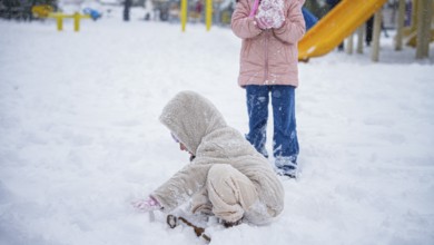In Gaziantep, Turkey, on December 31, 2025, children and families enjoy winter activities as they