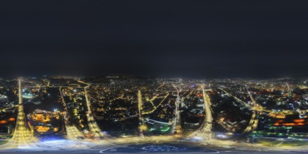 In Damascus, Syria, on December 29, 2025, a 360-degree aerial image captures the Syrian capital at