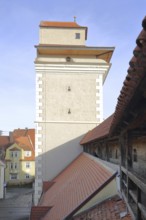 Reimlingen Gate and historic rampart with city wall, city tower, city gate, city fortification,