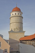 Löpsinger Tor, city gate, city tower with dome, historic rampart with city wall, city