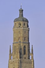 Late Gothic St. Georg church with Daniel church tower, Freisteller, Nördlingen, Bavaria, Germany