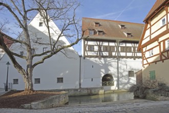 Half-timbered house and former tanner's house on Bach Eger, Herrengasse, Nördlingen, Bavaria,