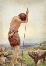 Scene from the biblical story, the famous biblical parable of the prodigal son, authentic