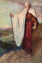 Scene from the biblical story, The Death of Moses, Moses, authentic reproduction of a school mural,