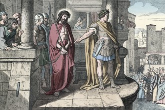 Scene from the biblical story, in the Bible it is told that the Roman governor Pontius Pilate gave