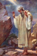 Scene from the biblical story, Law that God gave Moses on Mount Sinai, is God's Covenant with
