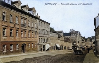 Altenburg, Schmölln Straße with Karolinum, today Altenburger Land district, Thuringia, Germany,
