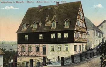Altenberg in the Ore Mountains, market, old house from 1656, today Saxon Switzerland-Eastern Ore