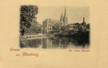 Altenburg, the red peaks, today Altenburger Land district, Thuringia, Germany, postcard, view