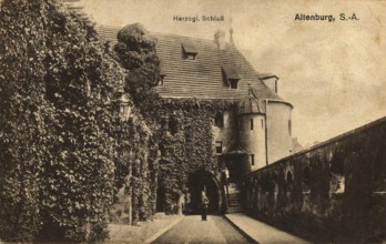 Altenburg, ducal castle, today Altenburger Land district, Thuringia, Germany, postcard, view around