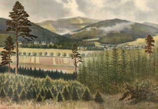 Inselsberg with Tabarz am Fulse, today Bad Tabarz in the district of Gotha in Thuringia, Germany,