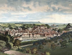 Schwäbisch Hall, city in northeast Baden-Württemberg, Germany, panorama of a city with a river and