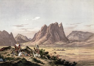 Bedouin camp in the Sinai Mountains near St. Catherine's Monastery, Egypt, Bedouin camp in front of