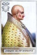 Sergius III (died 14 April 911 in Rome) was antipope in 898 and pope from 29 January 904 to 14