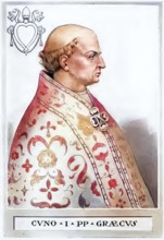 Konon (died 21 September 687 in Rome) was Pope from 686 to 687, Historical, authentic, digitally