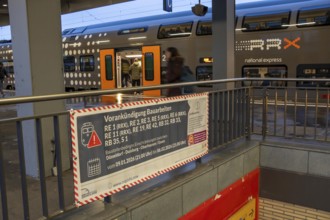 Announcement of restrictions, train cancellations due to construction on the line between Essen,