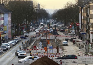 Large-scale Alleestraße construction site with sustainable and modern road reconstruction, Bochum,