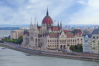 Hungarian parliament building along the Danube River, Budapest, Hungary