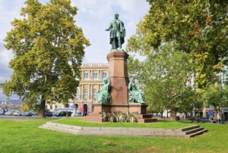Count István Széchenyi statue in front of the Neo-Renaissance building of the Hungarian Academy of