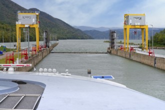 Hydroelectric dam and Power station on the Danube river, Iron Gates, Serbia