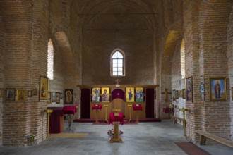 Extensive nave with stone vaults, icons and solemn atmosphere, historical flair, church, Batonis