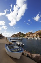 Boats in Port de Porto or Port of Porto on the Porto River, behind the Genoese Tower, Porto, Ota,