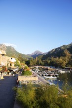 Port de Porto or port of Porto on the Porto river, behind the Capu d'Orto mountains, Porto, Ota,