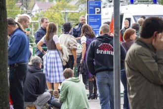 June 10, 2012 Demonstration in Göppingen, Baden-Württemberg, Germany. A Nazi and a punk and