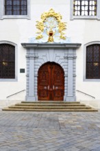 Holy Saviour Church or the Jesuit Church, Decorated wooden door, Bratislava, Slovakia