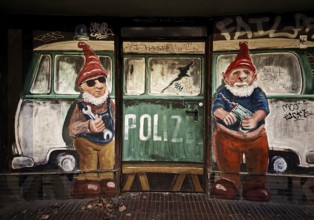 Kiefernstraße, residential street of the left-wing alternative scene with street art on house