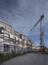 Thermal insulation is being installed on a residential block, Eckental, Mittelfranken, Bavaria,