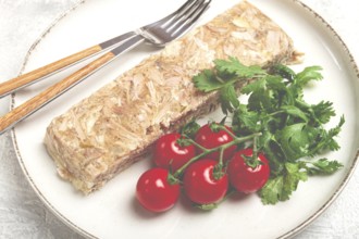 Pork jelly, aspic, homemade, cold appetizer, no people