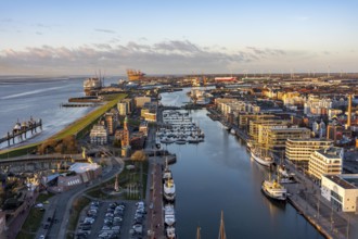 Overview of the New Port and the overseas port with container terminal in Bremerhaven, Bremen,