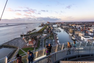 Observation deck of the Atlantic Sail City Hotel Hochhaus, view over the whole of Bremerhaven, New