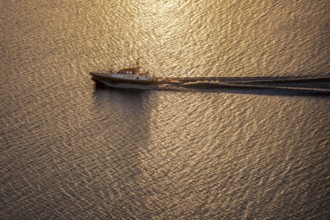 Pilot boat in the mouth of the Weser, near Bremerhaven Germany