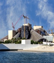 View of the Guggenheim Museum under construction, building on Saadiyat Island, Abu Dhabi, United
